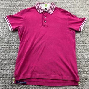 Robert Graham X Polo Shirt Men Medium M Pink Golf Button Down Tailored Fit